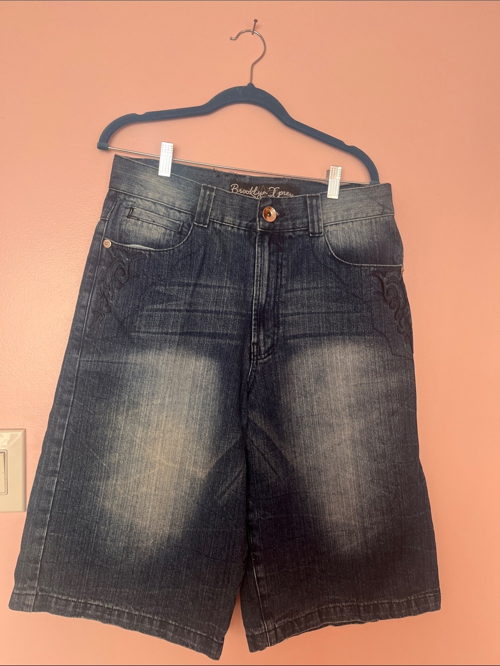 Women's Dark Wash Denim Bermuda Shorts - Dark Blue
